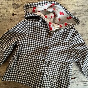 Tucker + Tate Gingham plaid cherry cotton blend hooded jacket 6 mos
